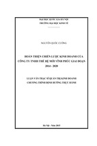 Hoàn thiện chiến lược kinh doanh của công ty tnhh thế hệ mới vĩnh phúc giai đoạn 2014-2020