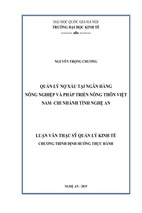 Quản lý nợ xấu tại ngân hàng nông nghiệp và phát triển nông thôn việt nam chi nhánh tỉnh nghệ an