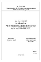 Nghiên cứu một số vấn đề kỹ thuật và công nghệ chủ yếu trong tmđt và triển khai thử nghiệm  thử nghiệm kê khai thuế gtgt qua mạng internet