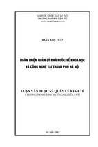 Hoàn thiện quản lý nhà nước về khoa học và công nghệ ở thành phố hà nội