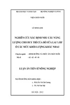 Nghiên cứu xác định nhu cầu năng lượng cho duy trì của bò sữa lai ¾ hf ở các mức khối lượng khác nhau