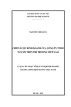 Chiến lược kinh doanh của công ty tnhh tân mỹ trên trị trường việt nam  luận văn ths. kinh doanh và quản lý