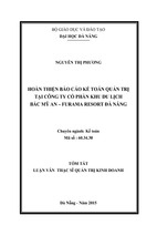 Hoàn thiện báo cáo kế toán quản trị tại công ty cổ phần khu du lịch bắc mỹ an- furama resort đà nẵng
