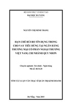 Hạn chế rủi ro tín dụng trong cho vay tiêu dùng tại ngân hàng tmcp ngoại thương việt nam, chi nhánh quy nhơn