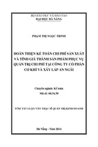 Hoàn thiện kế toán chi phí sản xuất và tính giá thành sản phẩm phục vụ quản trị chi phí tại công ty cổ phần cơ khí và xây lắp an ngãi.