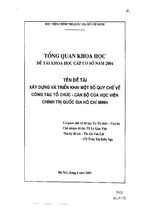 Xây dựng và triển khai một số qui chế về công tác tổ chức - cán bộ của học viện chính trị quốc gia hồ chí minh