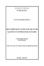 Hoàn thiện báo cáo kế toán quản trị tại công ty cổ phần dược danapha