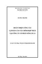 Hoàn thiện công tác lập báo cáo tài chính hợp nhất tại tổng công ty cổ phần sông đà 11. (full)