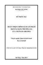 Hoàn thiện chính sách sản phẩm dịch vụ hạng thương gia của việt nam airlines.