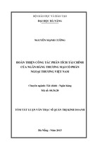 Hoàn thiện công tác phân tích tài chính của ngân hàng thương mại cổ phần ngoại thương việt nam.