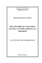 Luận văn thạc sĩ phân tích hiệu quả hoạt động tại công ty cổ phần khoáng sản bình định.