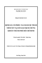 Định giá cổ phiếu ngành dược phẩm niêm yết tại sở giao dịch chứng khoán thành phố hồ chí minh.