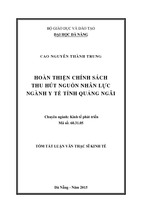 Hoàn thiện chính sách thu hút nguồn nhân lực ngành y tế tỉnh quảng ngãi