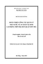 Hoàn thiện công tác quản lý nhà nước về an toàn vệ sinh lao động trên địa bàn quận sơn trà