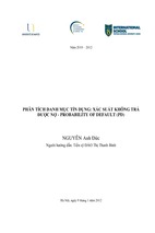 Phân tích danh mục tín dụng xác suất không trả được nợ- probability of default (pd)