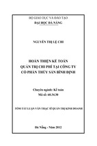 Hoàn thiện kế toán quản trị chi phí tại công ty cổ phần thủy sản bình định