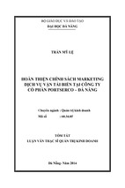 Hoàn thiện chính sách marketing dịch vụ vận tải biển tại công ty cổ phần portserco đà nẵng.