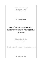 Đo lường lợi nhuận kế toán tại tổng công ty cổ phần dệt may hoà thọ.