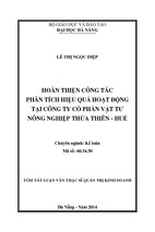 Hoàn thiện công tác phân tích hiệu quả hoạt động tại công ty cổ phần vật tư nông nghiệp thừa thiên huế.