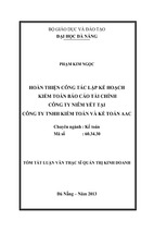 Hoàn thiện công tác lập kế hoạch kiểm toán báo cáo tài chính công ty niêm yết tại công ty tnhh kiểm toán và kế toán aac