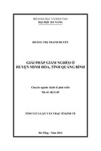 Giải pháp giảm nghèo ở huyện minh hóa, tỉnh quảng bình.