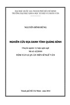 Tóm tắt luận án tiến sĩ nghiên cứu địa danh tỉnh quảng bình