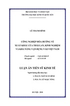 Luận án tiến sĩ kinh tế-đề tài công nghiệp hóa hướng về xuất khẩu của thái lan, kinh nghiệm và khả năng vận dụng vào việt nam