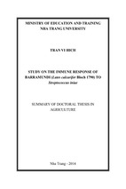 Nghiên cứu đáp ứng miễn dịch của cá chẽm con (lates calcarifer bloch, 1790) đối với vi khuẩn streptococcus iniae (ttla ta)