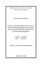 Nghiên cứu đáp ứng miễn dịch của cá mú chấm cam epinephelus coioides (hamilton, 1822) nuôi tại khánh hòa đối với vi khuẩn vibrio parahaemolyticus ( ttla ta)