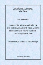 Nghiên cứu bổ sung axít béo và các chế phẩm làm giàu thức ăn sống trong ương ấu trùng cá chẽm (lates calcarifer bloch, 1790) (tt)