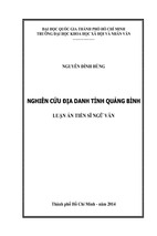 Nội dung luận án tiến sĩ nghiên cứu địa danh tỉnh quảng bình