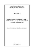 Nghiên cứu đáp ứng miễn dịch của cá chẽm con (lates calcarifer bloch, 1790) đối với vi khuẩn streptococcus iniae (ttla tv)