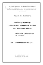 Bản tóm tắt luận án chiến lược hội thoại trong một số truyện ngắn tiêu biểu của somerset maugham