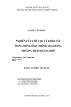 Nghiên cứu chế tạo và khảo sát màng mỏng ôxit nhôm (al2o3) bằng phương pháp quang phổ