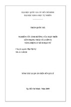 Nghiên cứu ảnh hưởng của mặt trời lên trạng thái của lớp f2 tầng điện ly xích đạo từ