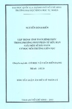 Lập trình tính toán hình thức trong phương pháp phần tử hữu hạn giải một số bài toán cơ học môi trường liên tục