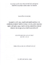 Nghiên cứu hạ thấp độ biến động và giới hạn phát hiện vàng và platin trong một số mẫu địa chất bằng phương pháp phân tích quang phổ nguyên tử