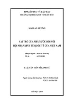 Luận án tiến sĩ kinh tế-đề tài vai trò của nha nước đối với hội nhập kinh tế quốc tế của việt nam