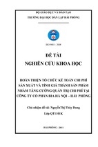 Hoàn thiện tổ chức kế toán chi phí sản xuất và tính giá thành sản phẩm nhằm tăng cường quản trị chi phí tại công ty cổ phần bia hà nội - hải phòng ﻿