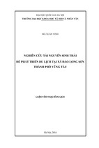 Nghiên cứu tài nguyên sinh thái để phát triển du lịch tại xã đảo long sơn – thành phố vũng tàu