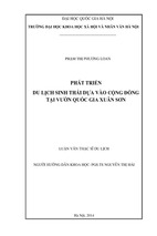 Phát triển du lịch sinh thái dựa vào cộng đồng tại vườn quốc gia xuân sơn