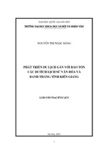 Phát triển du lịch gắn với bảo tồn các di tích lịch sử văn hóa và danh thắng tỉnh kiên giang