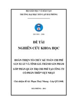 Hoàn thiện tổ chức kế toán chi phí sản xuất và tính giá thành sản phẩm góp phần quản trị chi phí tại công ty cổ phần thép việt nhật ﻿