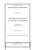 Phát triển du lịch cộng đồng tại vườn quốc gia u minh thượng