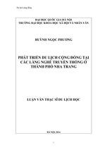 Phát triển du lịch cộng đồng tại các làng nghề truyền thống ở thành phố nha trang  luận văn ths. du lịch học