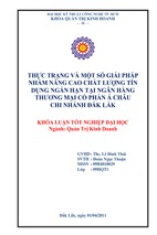 Thực trạng và một số giải pháp nhằm nâng cao chất lượng tín dụng ngắn hạn tại ngân hàng thương mại cổ phần á châu