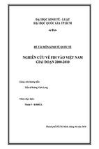 Nghiên cứu về fdi vào việt nam giai đoạn 2000 - 2010