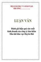 Đánh giá hiệu quả sản xuất kinh doanh của công ty bảo hiểm dầu khí khu vực duyên hải