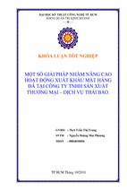 Một số giải pháp nhằm nâng cao hoạt động xuất khẩu mặt hàng đá tại công ty tnhh sản xuất thương mại - dịch vụ thái bảo