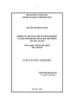 Nghiên cứu các chỉ tiêu thể lực và trí tuệ học sinh trường trung học phổ thông sóc sơn - hà nội. luận văn thạc sĩ sinh học